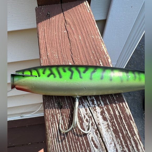 VINTAGE Green Striped Fishing Lure with hooks|Bait, Hunting,Camping, Boys-scout - Picture 10 of 17